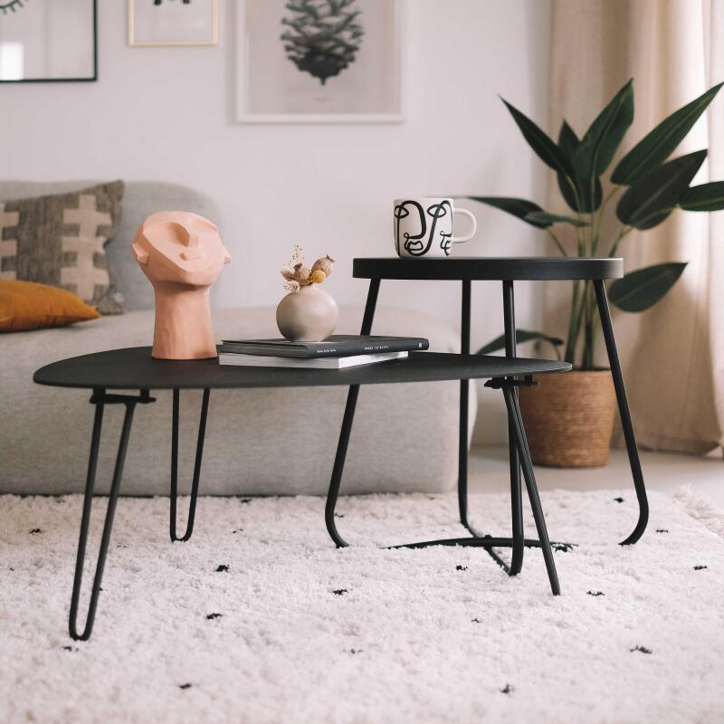 Tavolina da salotto triangolare in metallo