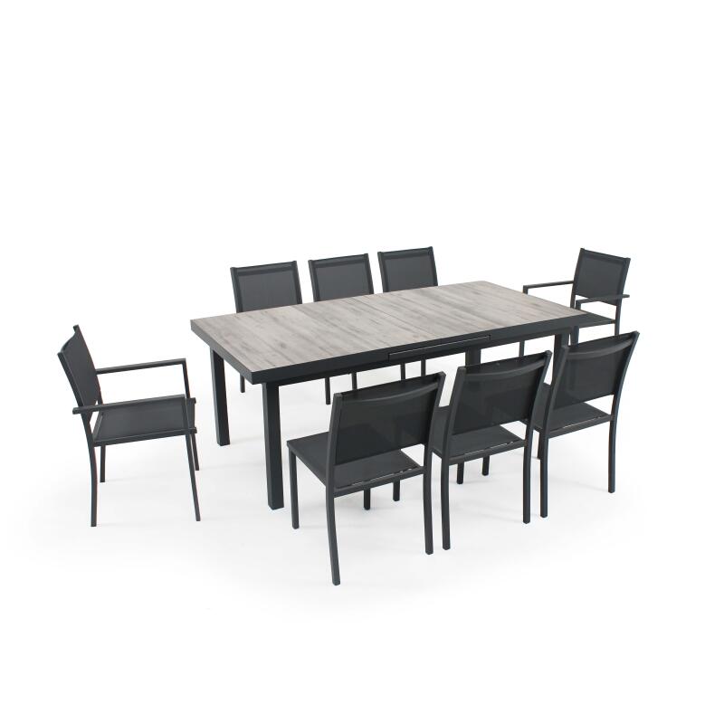 Tavolo da giardino rettangolare allungabile (200/260 x 100 x 75 cm) in alluminio e ceramica