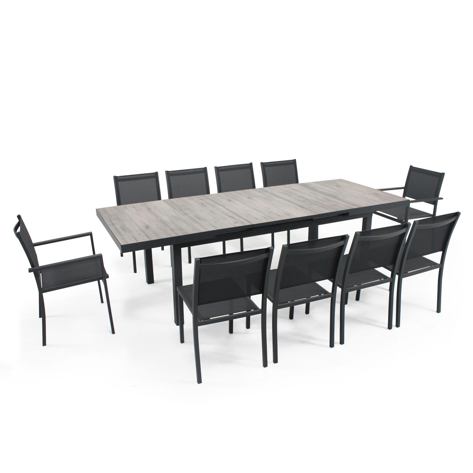 Tavolo da giardino rettangolare allungabile (200/260 x 100 x 75 cm) in alluminio e ceramica