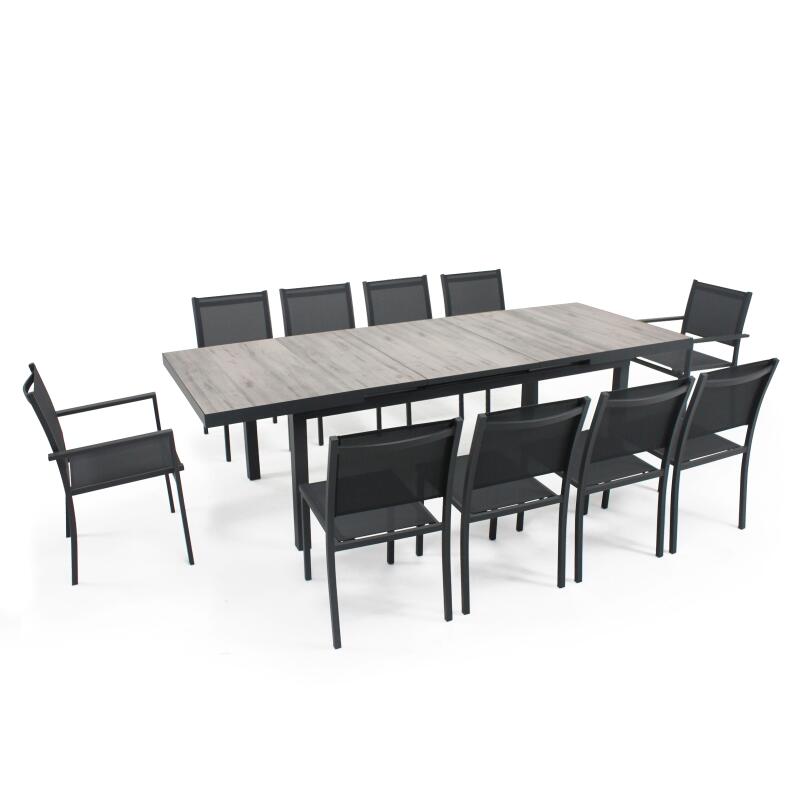 Tavolo da giardino rettangolare allungabile (200/260 x 100 x 75 cm) in alluminio e ceramica