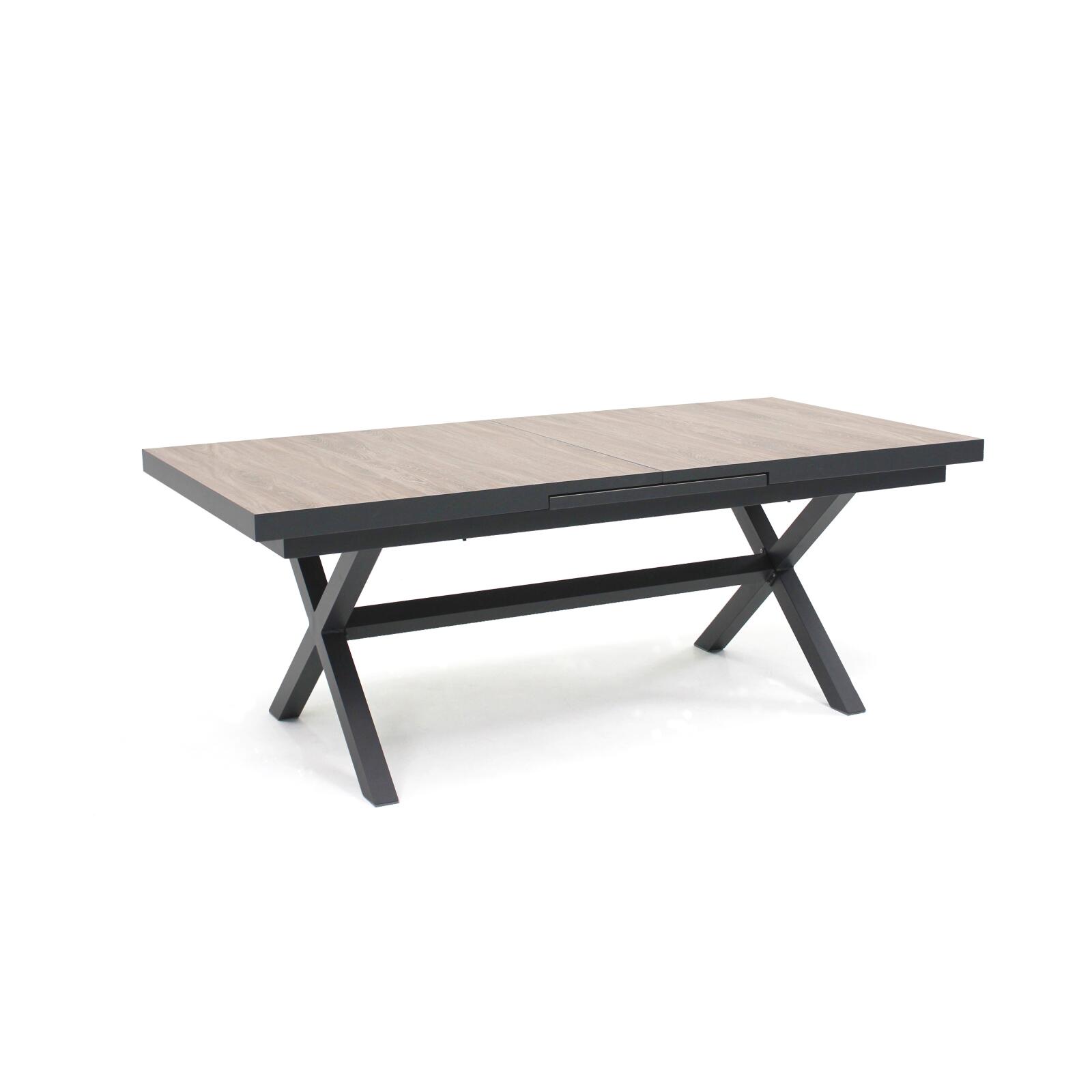 Tavolo da giardino rettangolare allungabile con 8 sedie e 2 sedie con braccioli
