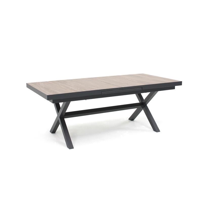 Tavolo da giardino rettangolare allungabile con 8 sedie e 2 sedie con braccioli