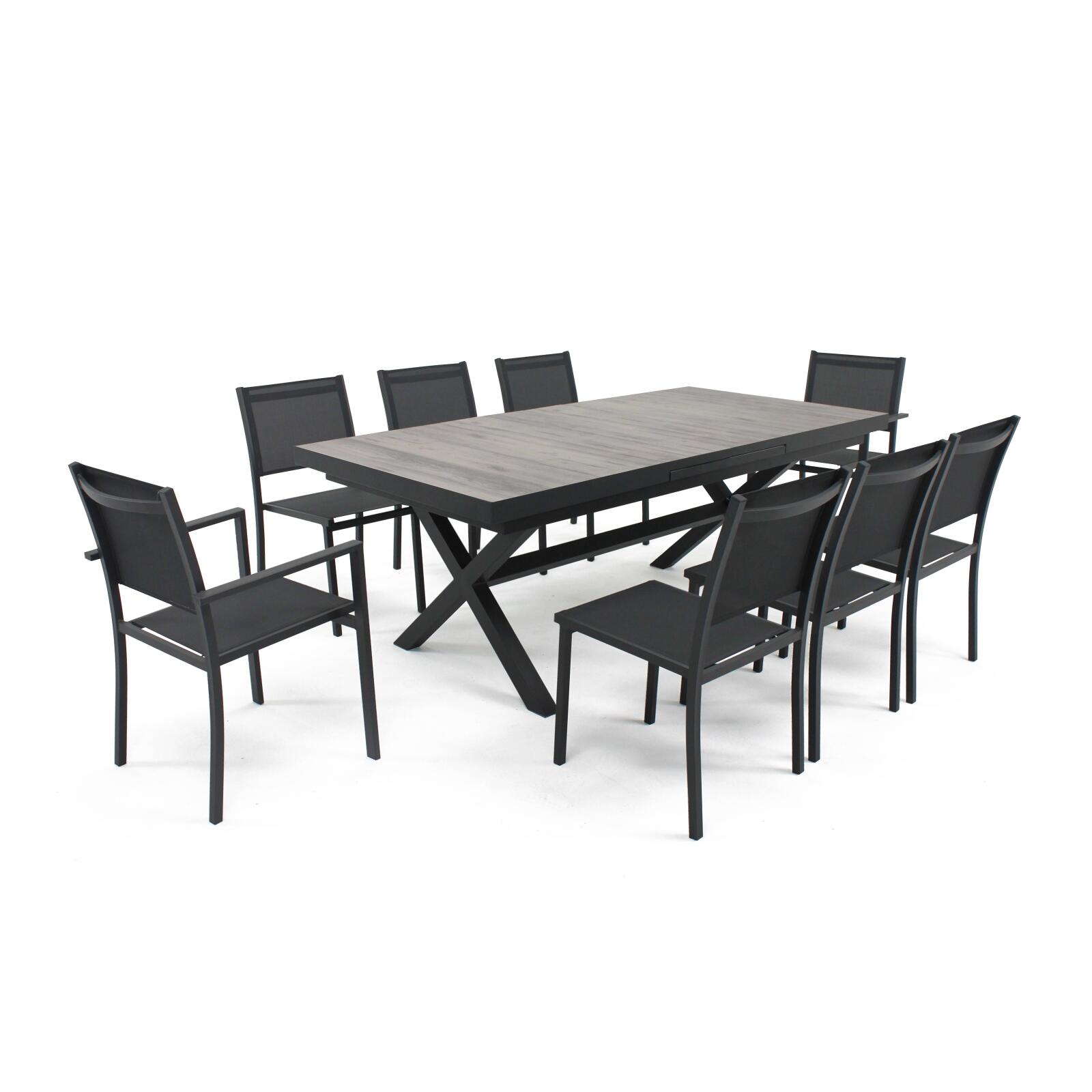 Tavolo da giardino rettangolare allungabile (200/260 x 100 x 75 cm) in alluminio e ceramica