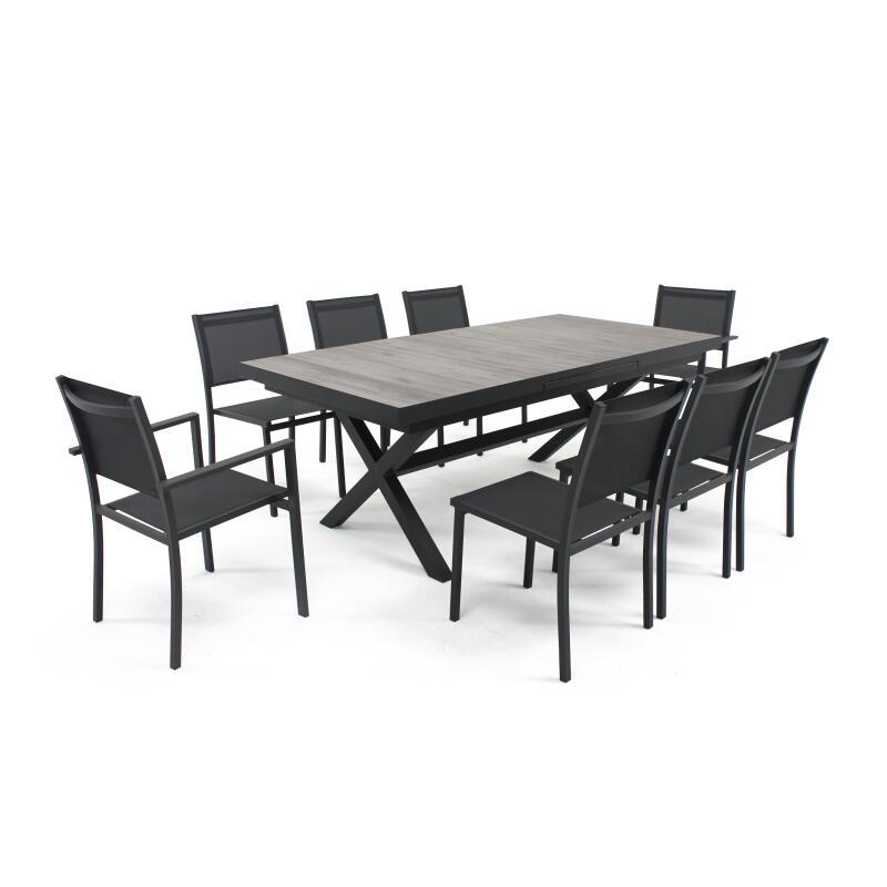 Tavolo da giardino rettangolare allungabile (200/260 x 100 x 75 cm) in alluminio e ceramica