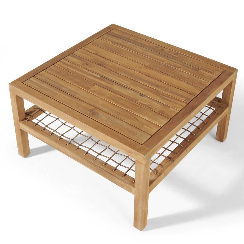 Tavolina da salotto quadrato (70 x 70 x 40,5 cm) in legno di acacia