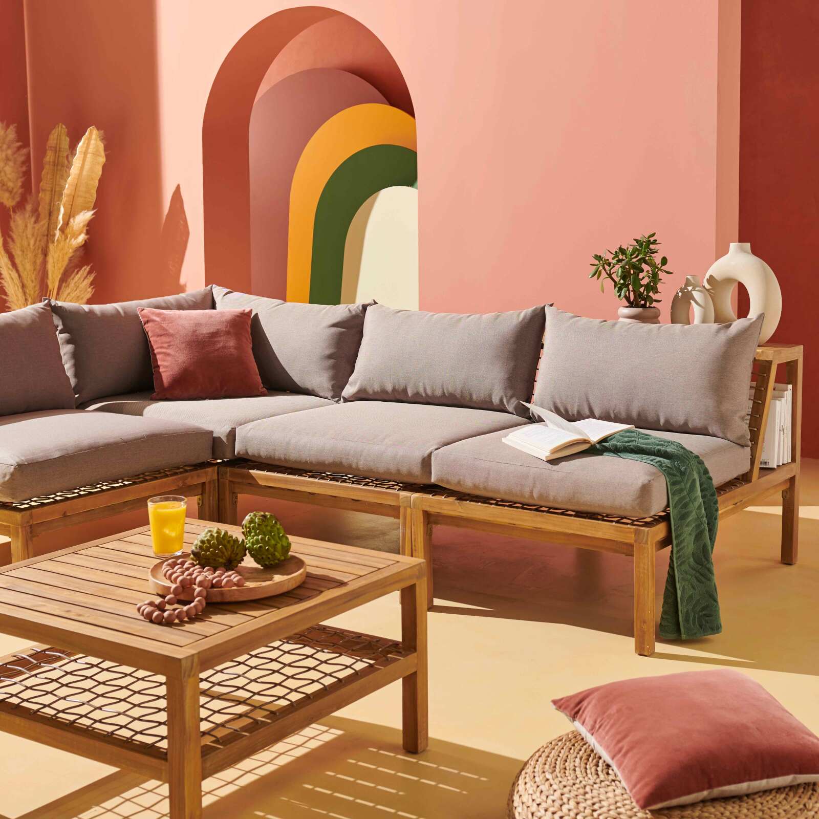 Tavolina da salotto quadrato (70 x 70 x 40,5 cm) in legno di acacia