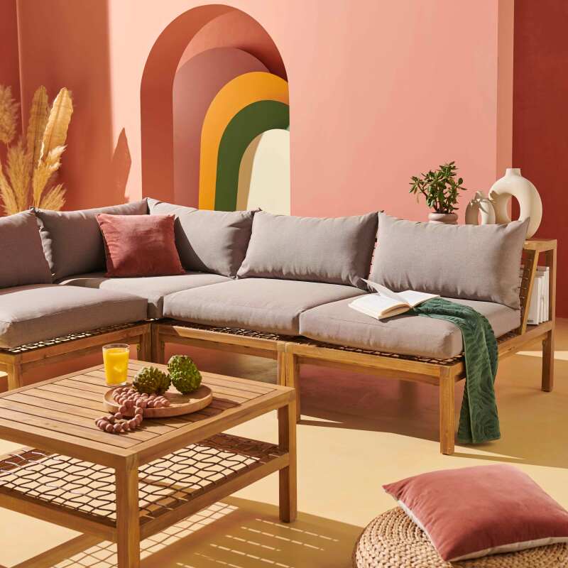 Tavolina da salotto quadrato (70 x 70 x 40,5 cm) in legno di acacia