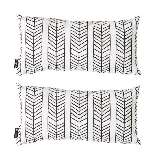 Set di 2 piccoli cuscini decorativi rettangolari a fantasia (40 x 20 x 8 cm)