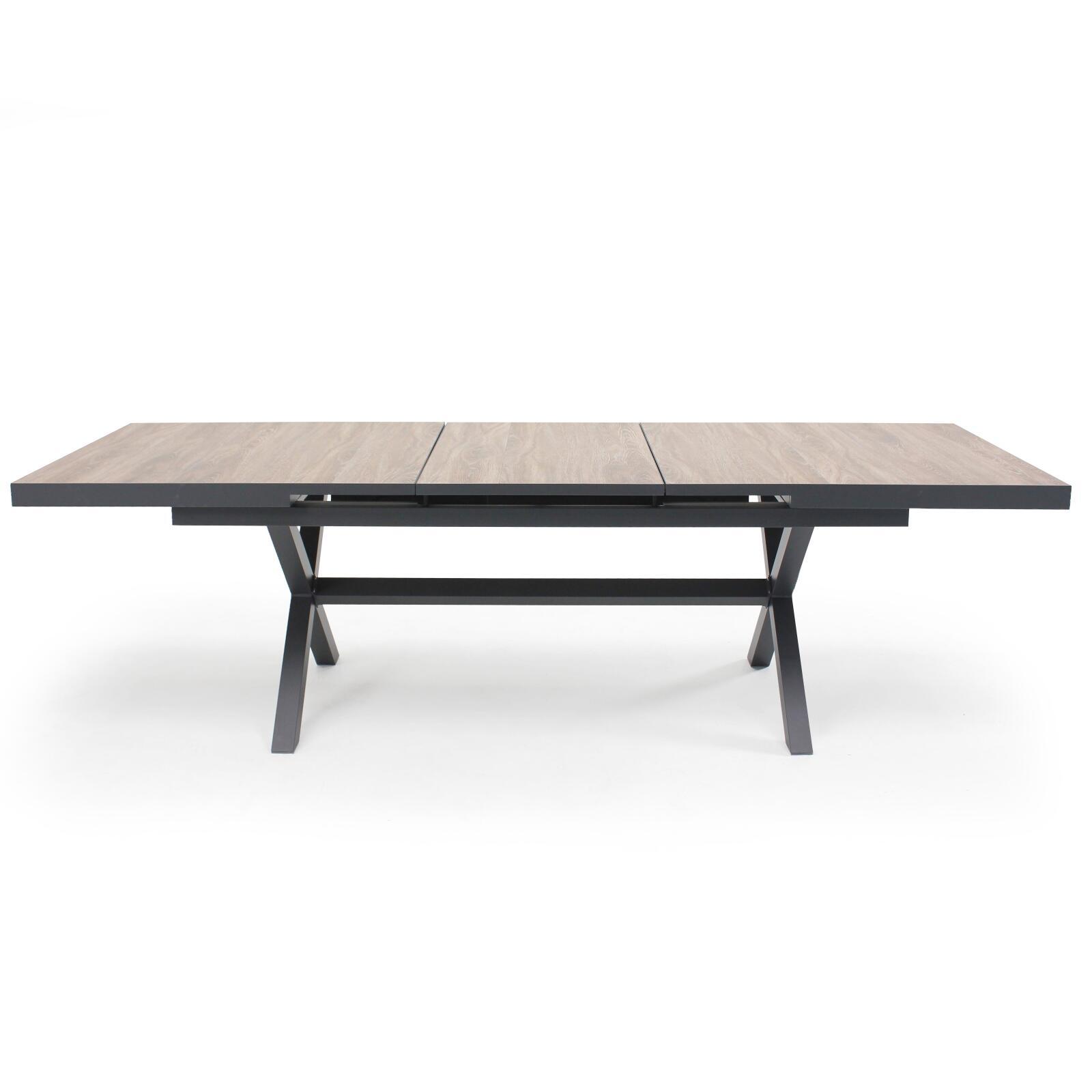 Tavolo da giardino rettangolare allungabile (200/260 x 100 x 75 cm) in alluminio e ceramica