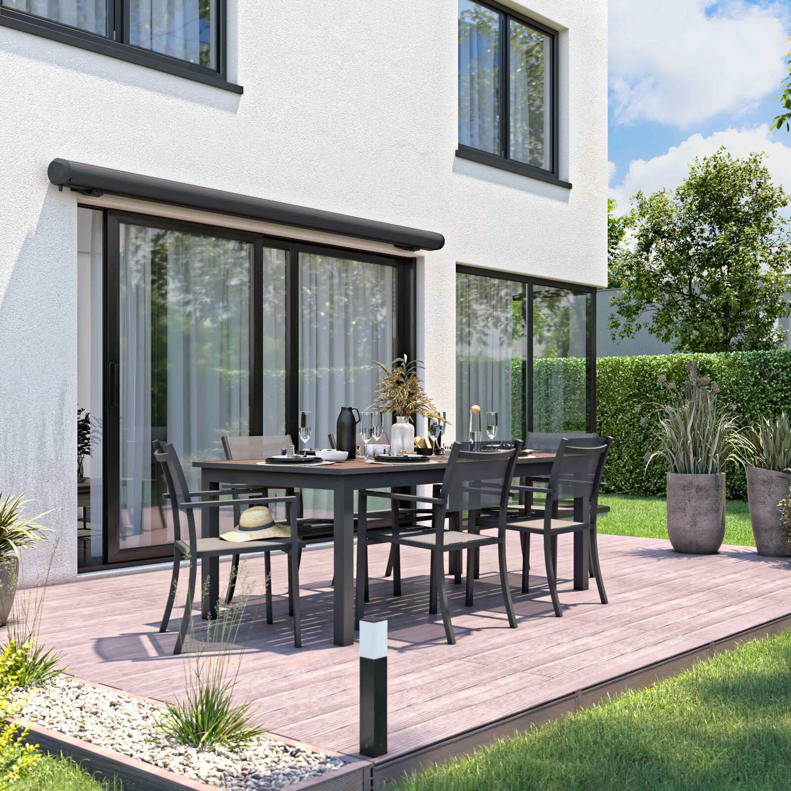 Tenda da sole a bracci 2,95 x 2,50 m con cassonetto integrato