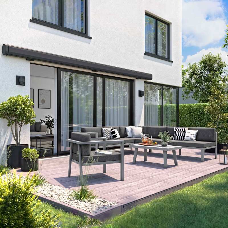 Tenda da sole elettrica + LED con cassonetto integrato 5 x 3 m