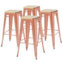 Set di 4 sgabelli da bar opachi e legno (43 x 43 x 76 cm)