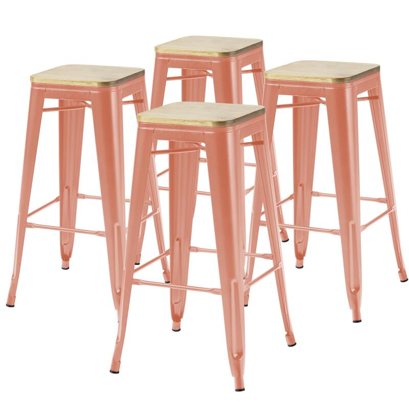 Set di 4 sgabelli da bar opachi e legno (43 x 43 x 76 cm)