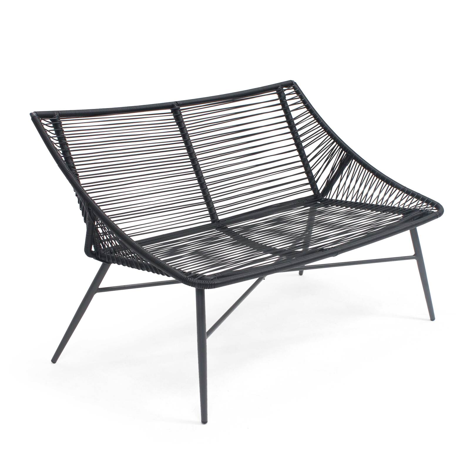 Salotto da giardino in corda con 2 divani, 2 poltrone e 2 tavolini estraibili