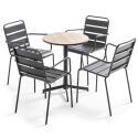 Tavolo da giardino rotondo Ø60 x 72 cm e 4 sedie con braccioli