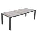 Tavolo con piano in ceramica effetto legno grigio per 10 persone