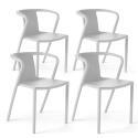 Set di 4 sedie in plastica con braccioli impilabili