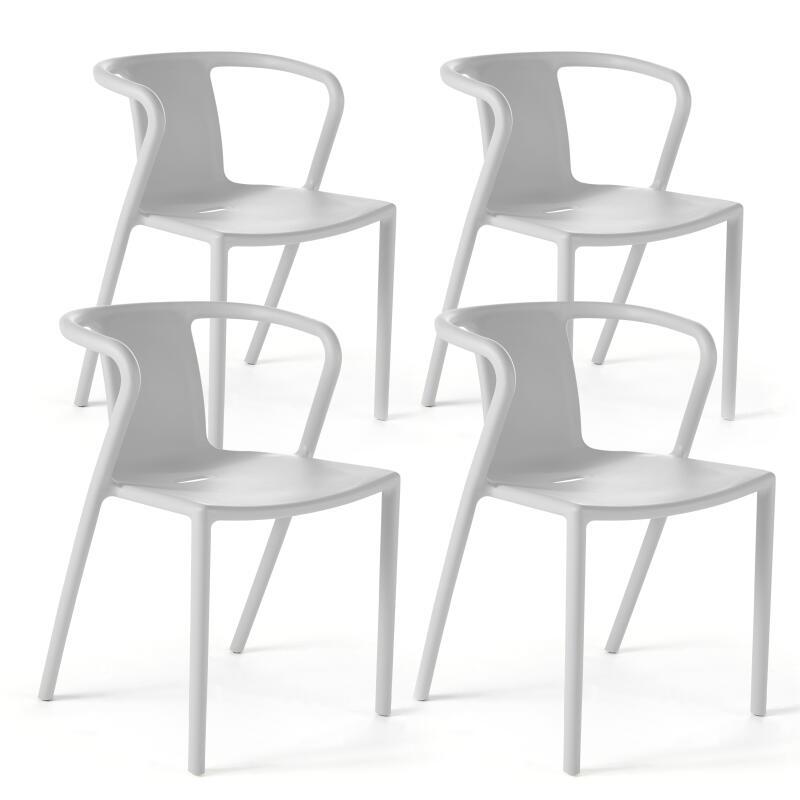 Set di 4 sedie in plastica con braccioli impilabili