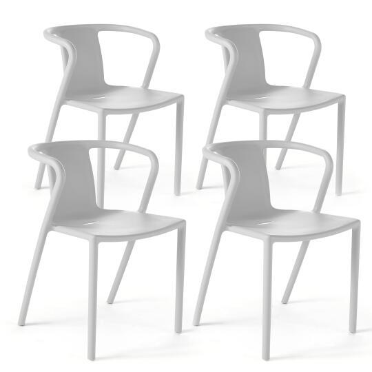 Set di 4 sedie in plastica con braccioli impilabili