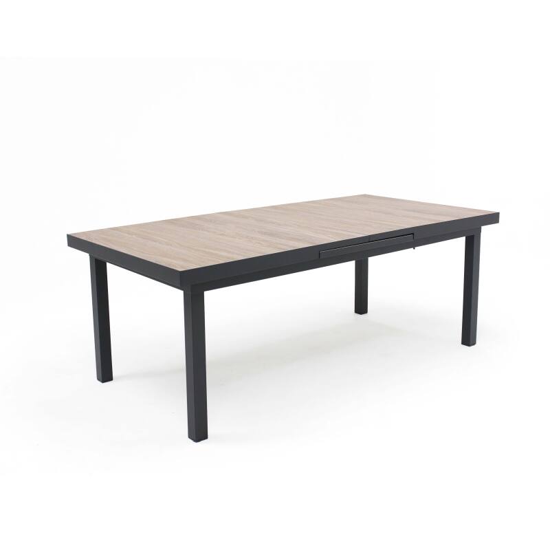 Tavolo allungabile con piano in ceramica effetto legno da 10 a 12 persone
