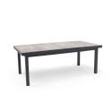 Tavolo allungabile con piano in ceramica effetto legno grigio da 10 a 12 persone