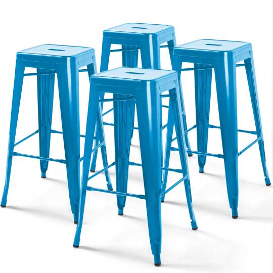 Set di 4 sgabelli da bar impilabili in stile industriale lucido | Oviala