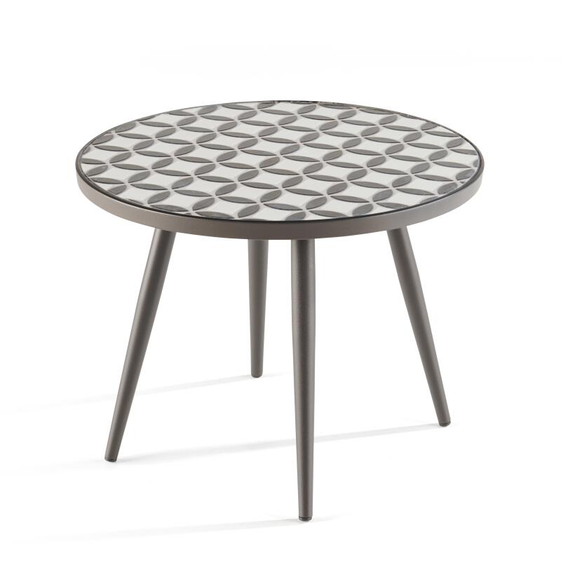 Tavolina da salotto rotondo con motivo MOSAICO Ø 45 cm