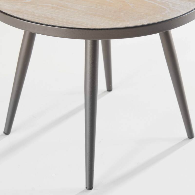 Tavolina da salotto rotondo con piano in simil legno Ø 45 cm