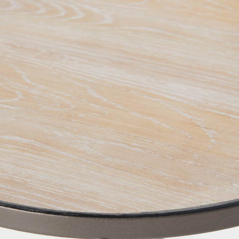 Tavolina da salotto rotondo con piano in simil legno Ø 45 cm