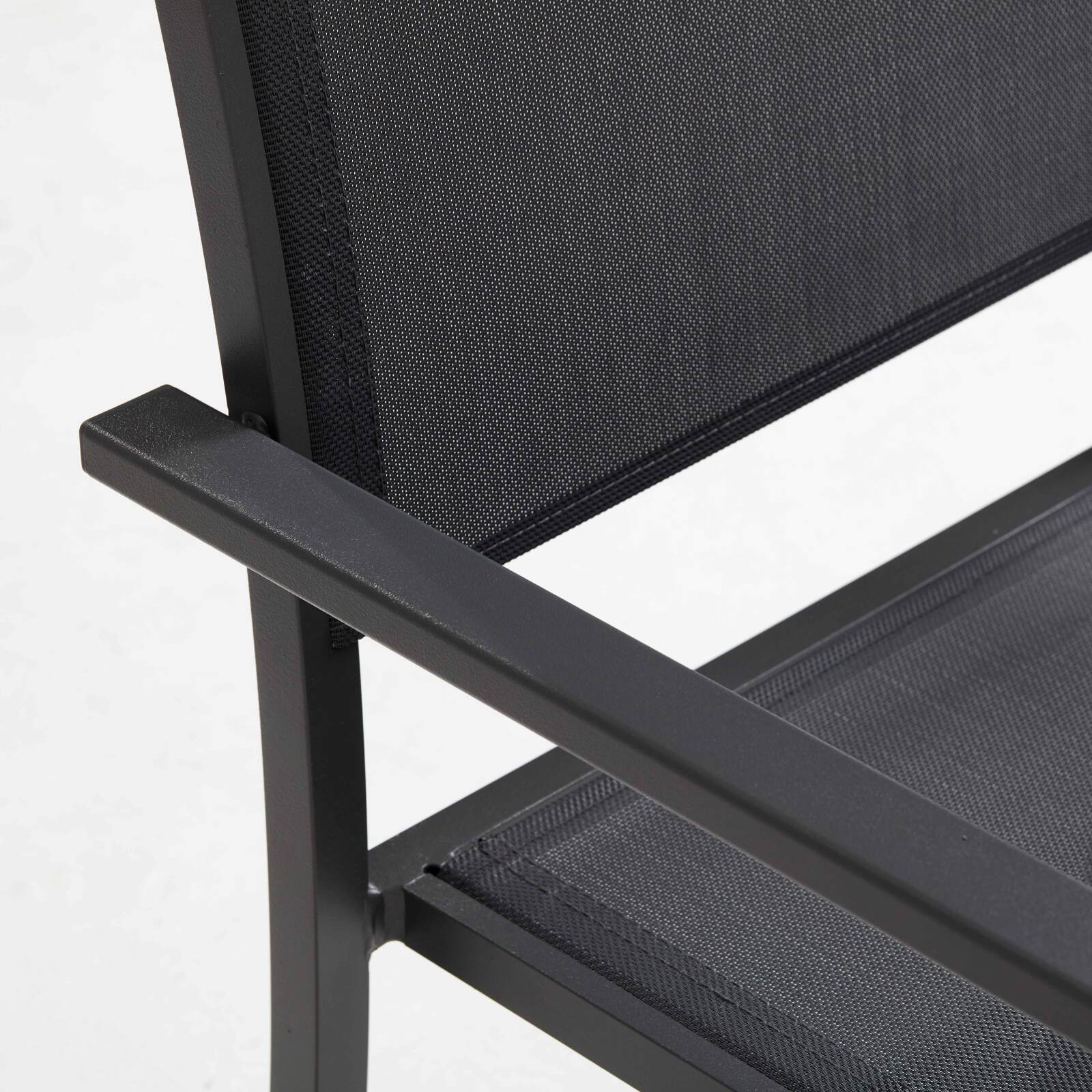 Set di 2 sedie da giardino con braccioli in alluminio e tessililene