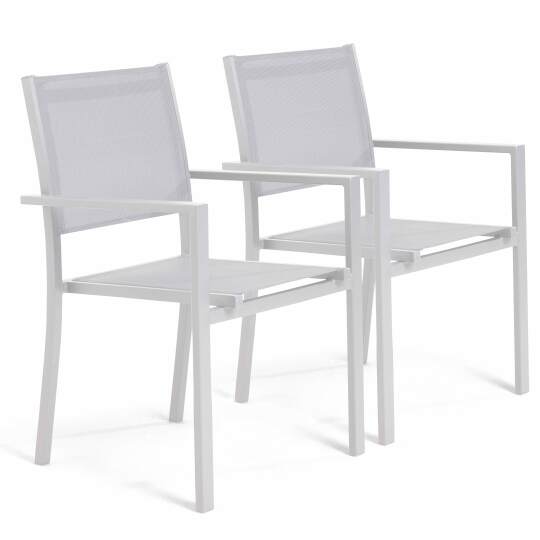 Set di 2 sedie da giardino con braccioli in alluminio e tessililene