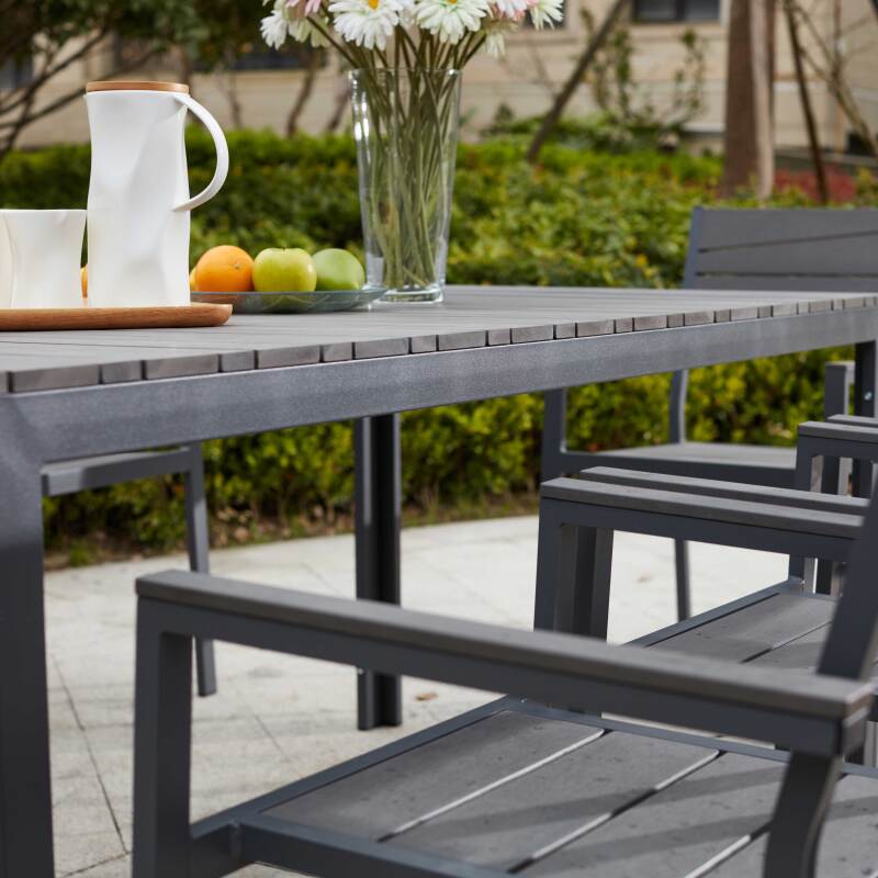 Tavolo da giardino rettangolare per 8 persone in alluminio e polipropilene (190 x 90 x 74 cm)