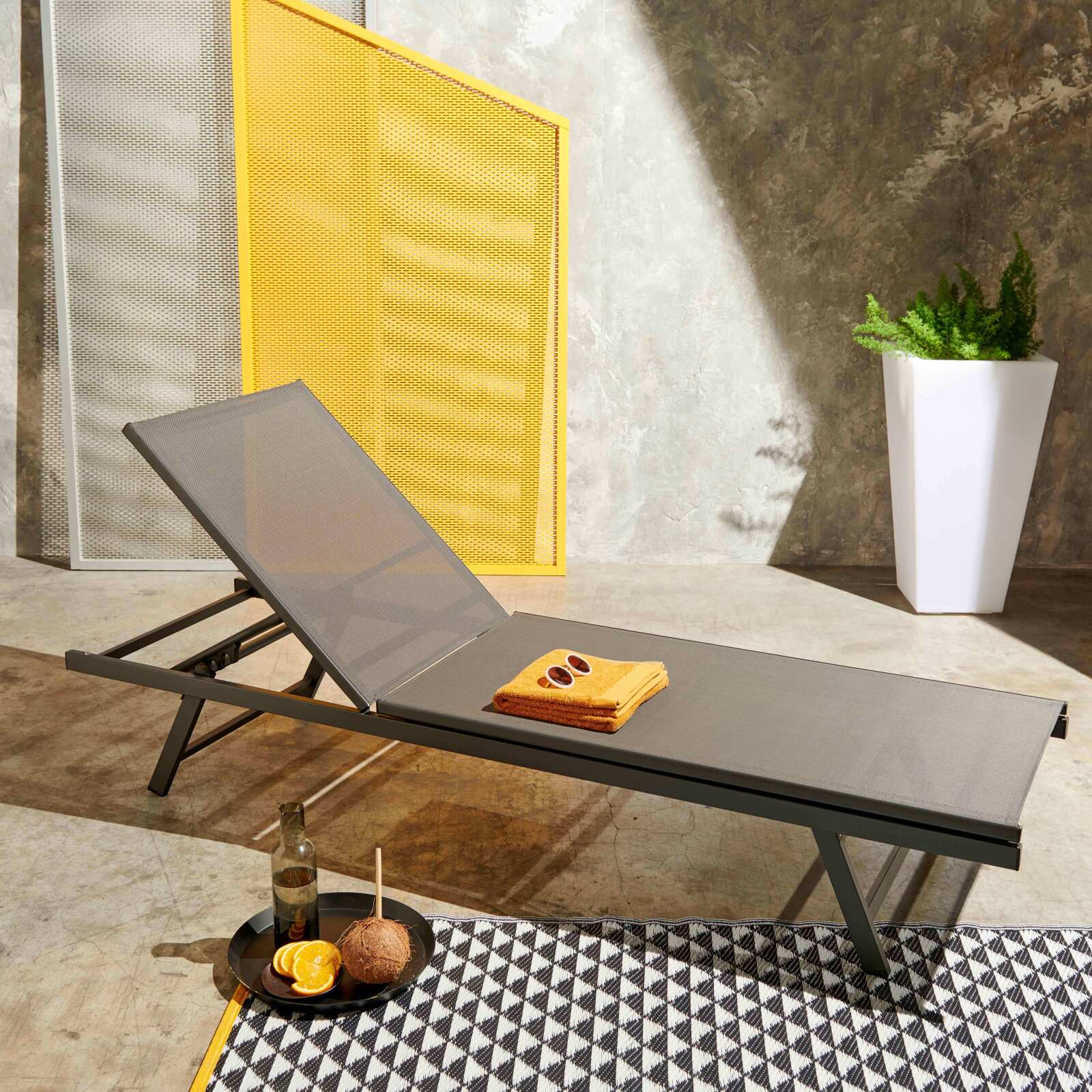Set di 2 lettini prendisole reclinabili in 5 posizioni