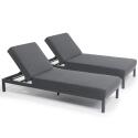 Set di 2 lettini prendisole con cuscino, reclinabili in 5 posizioni