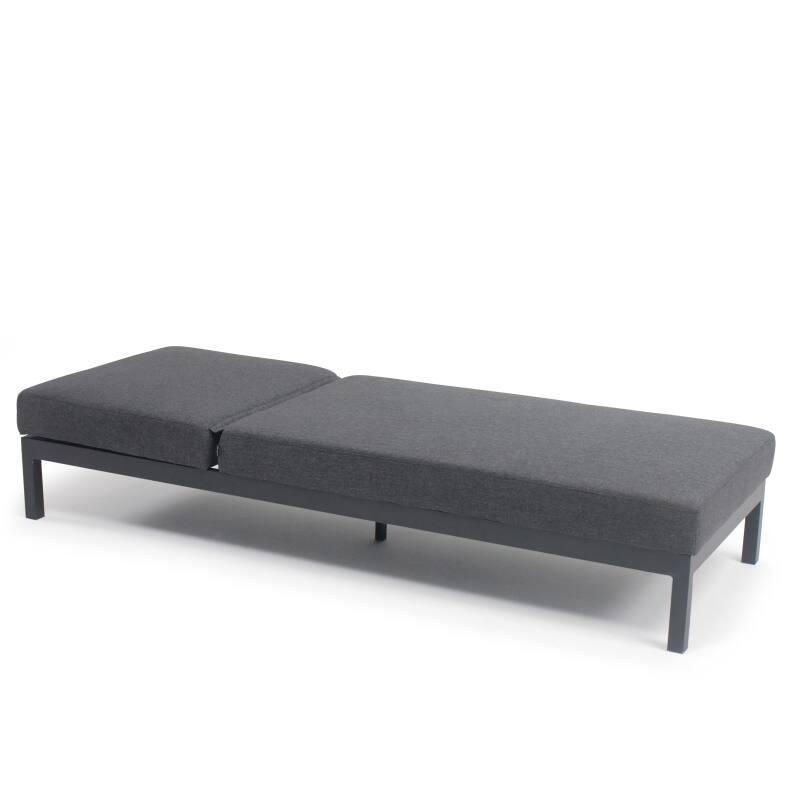 Set di 2 lettini prendisole con cuscino e ripiani, reclinabili in 5 posizioni (3/6)