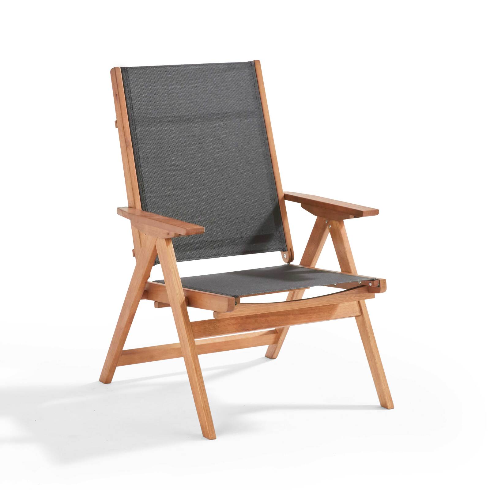 Sedia sdraio reclinabile in legno di eucalipto FSC® con poggiapiedi