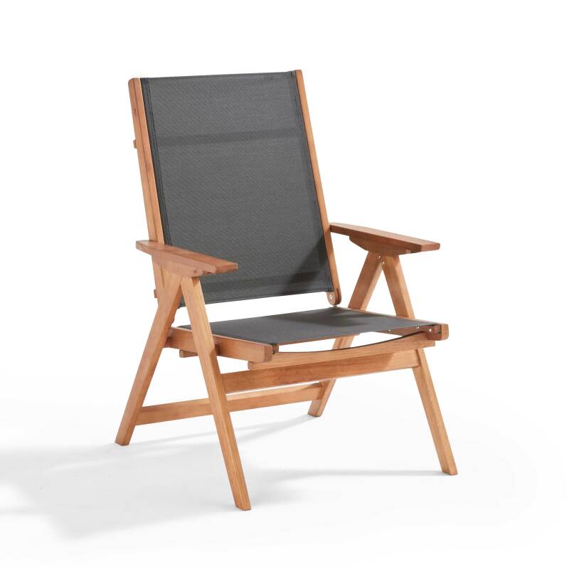 Sedia sdraio reclinabile in legno di eucalipto FSC® con poggiapiedi