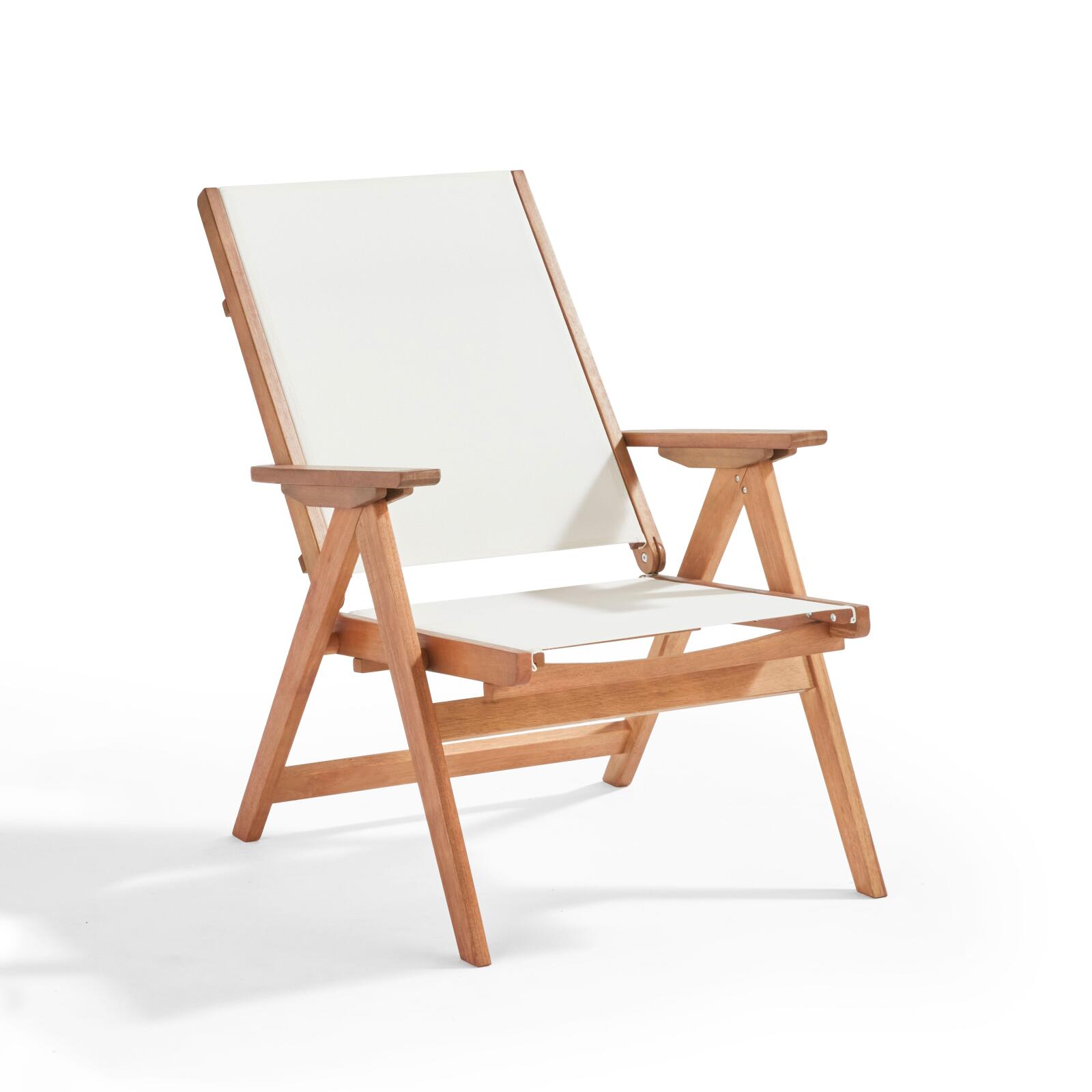 Sedia sdraio reclinabile in legno di eucalipto FSC® con poggiapiedi