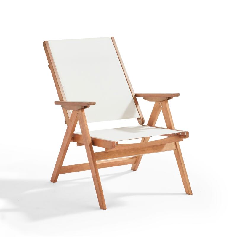 Sedia sdraio reclinabile in legno di eucalipto FSC® con poggiapiedi