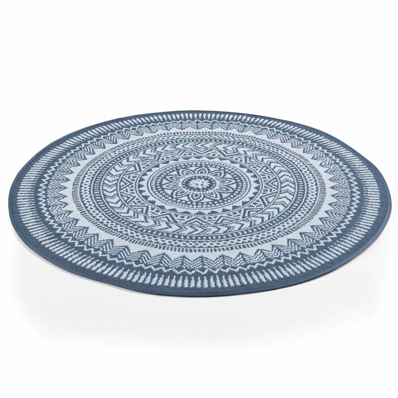 Tappeto rotondo da esterno a motivi in polipropilene