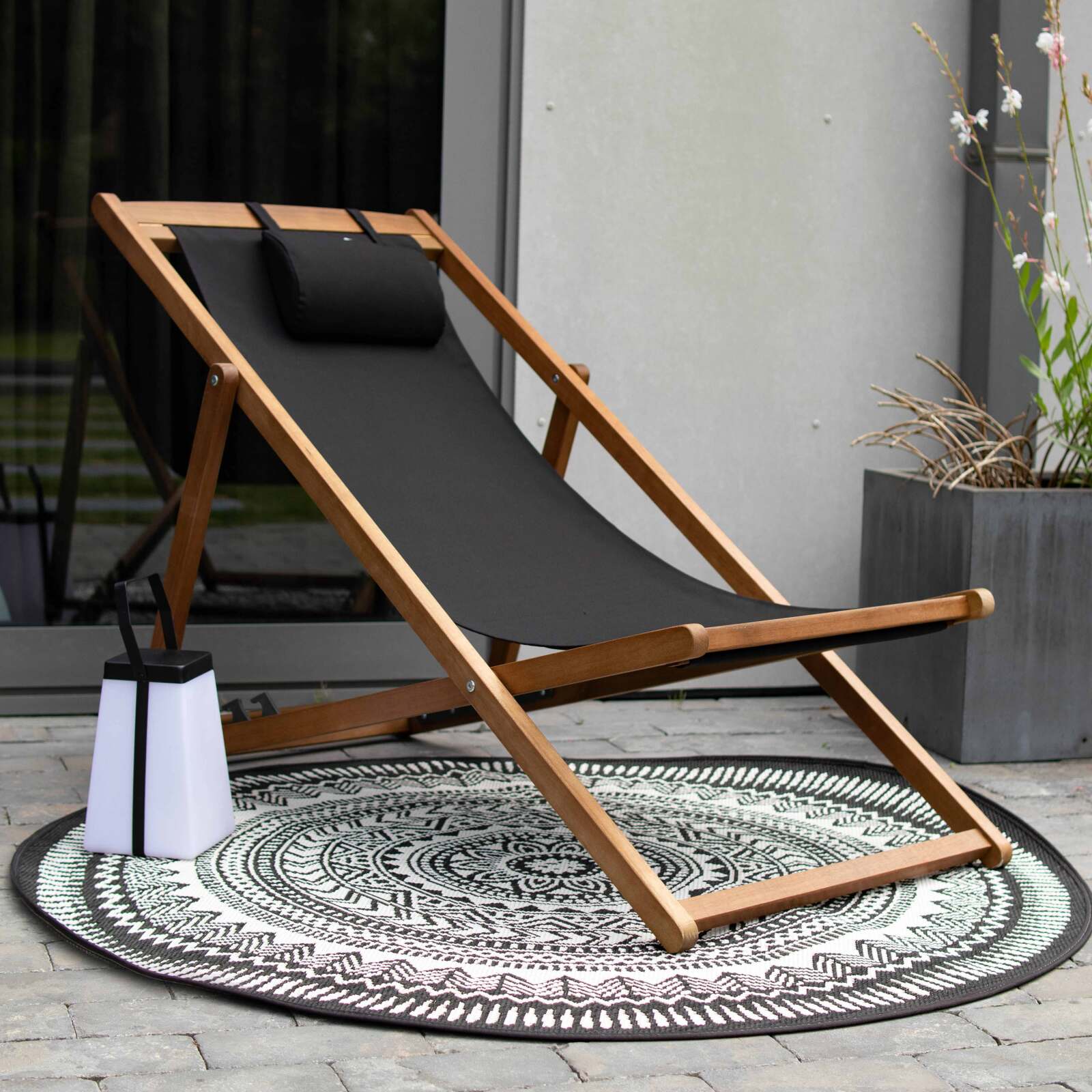 Tappeto rotondo da esterno a motivi in polipropilene