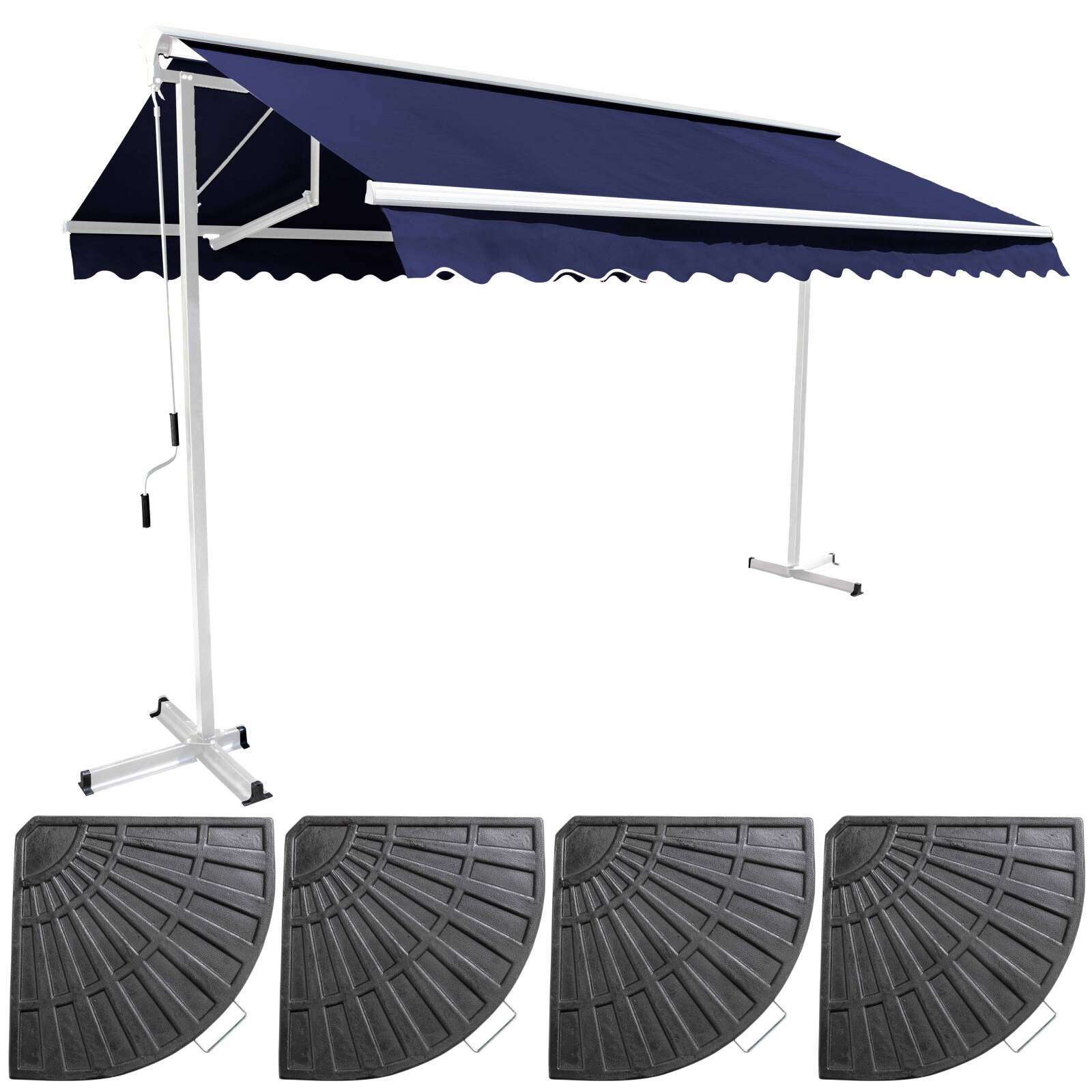 Gruppo Tenda da sole doppia inclinazione (3 x 3 m) + 4 lastre zavorrate