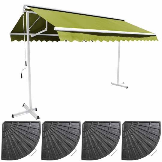 Gruppo Tenda da sole doppia inclinazione (3 x 3 m) + 4 lastre zavorrate