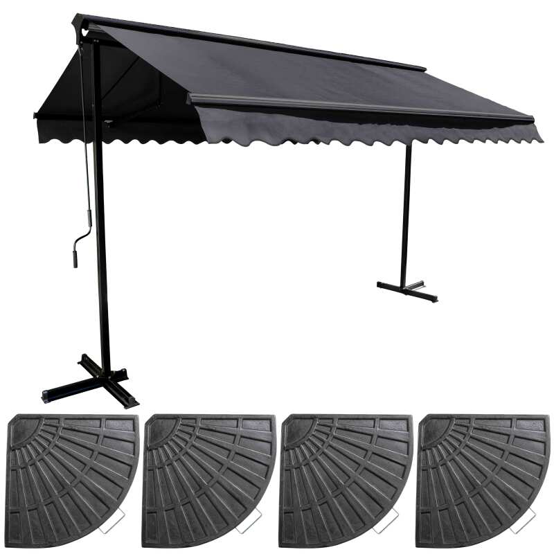 Gruppo Tenda da sole doppia inclinazione (3 x 3 m) + 4 lastre zavorrate