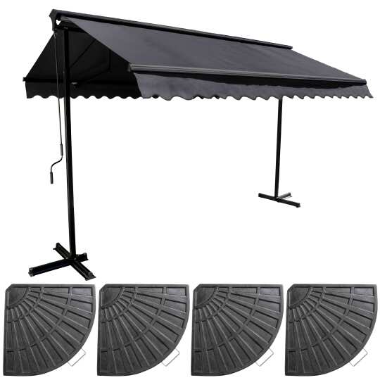 Tenda da sole doppia inclinazione 3 x 3 m + 4 lastre e cassonetto | Oviala