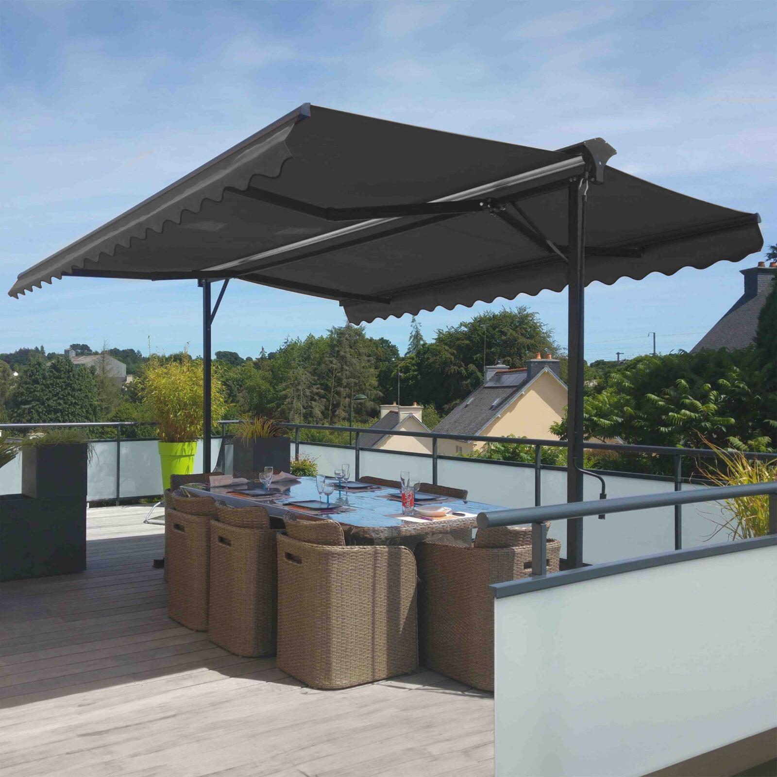 Gruppo Tenda da sole doppia inclinazione (3 x 3 m) + 4 lastre zavorrate