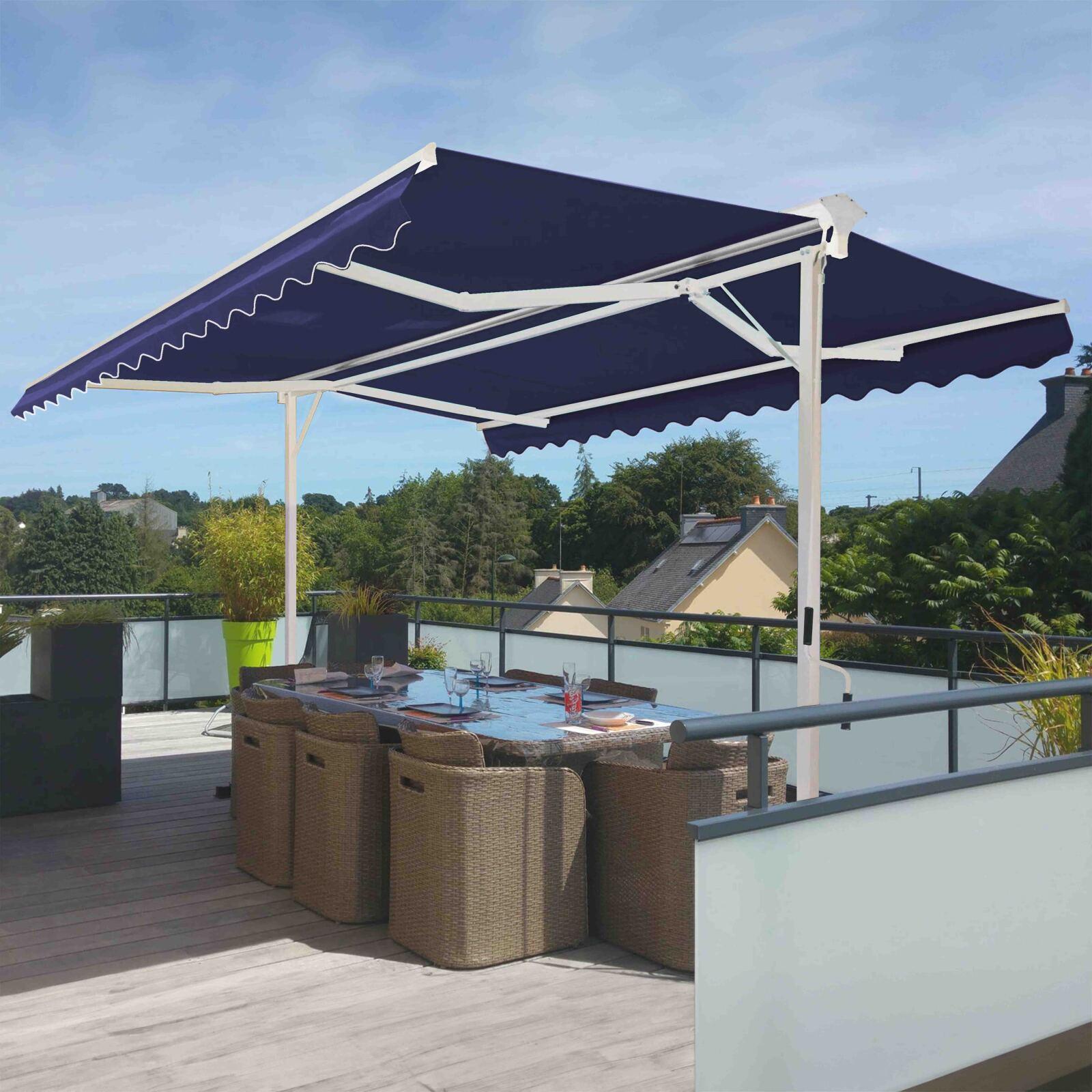 Gruppo Tenda da sole doppia inclinazione (3 x 3 m) + 4 lastre zavorrate