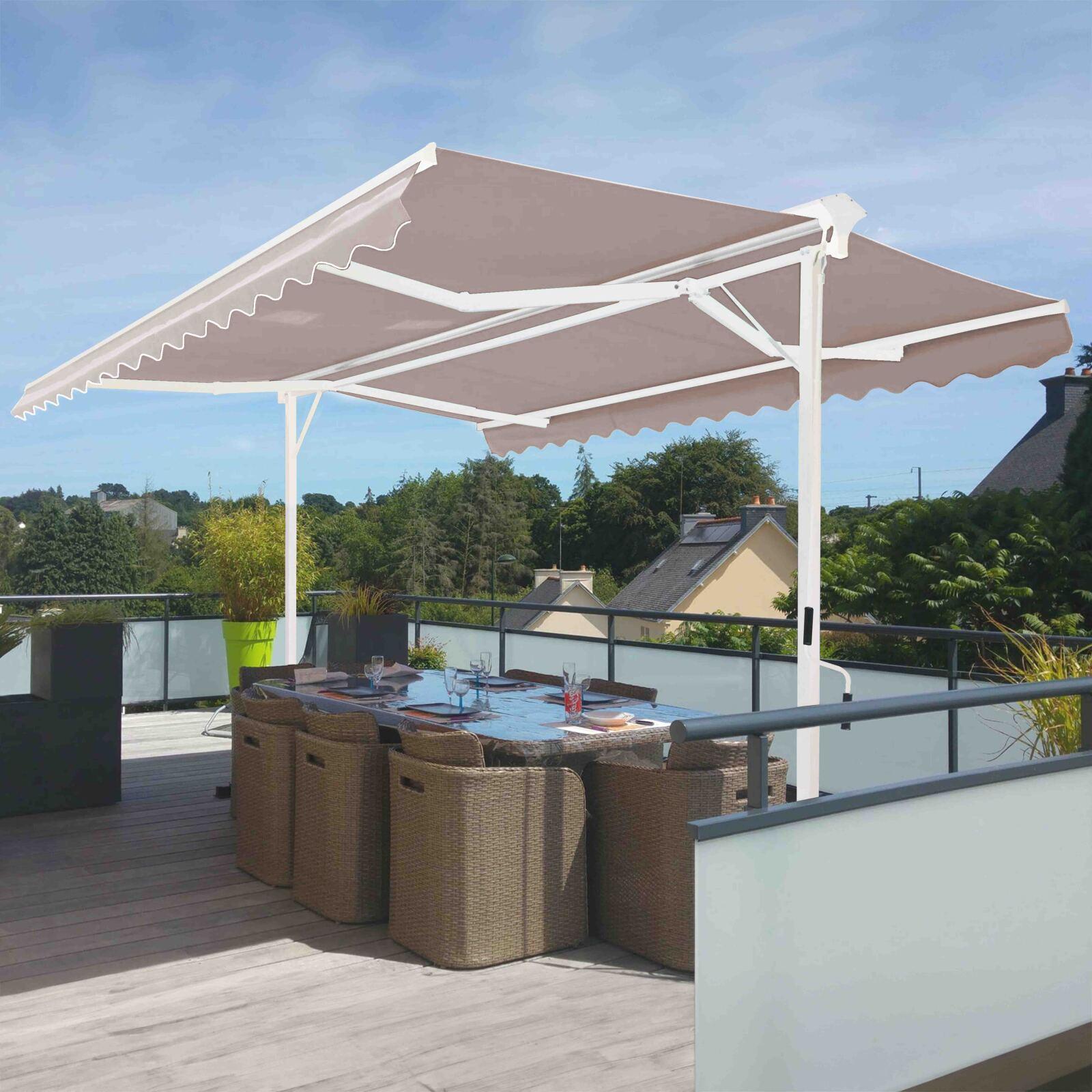 Gruppo Tenda da sole doppia inclinazione (3 x 3 m) + 4 lastre zavorrate