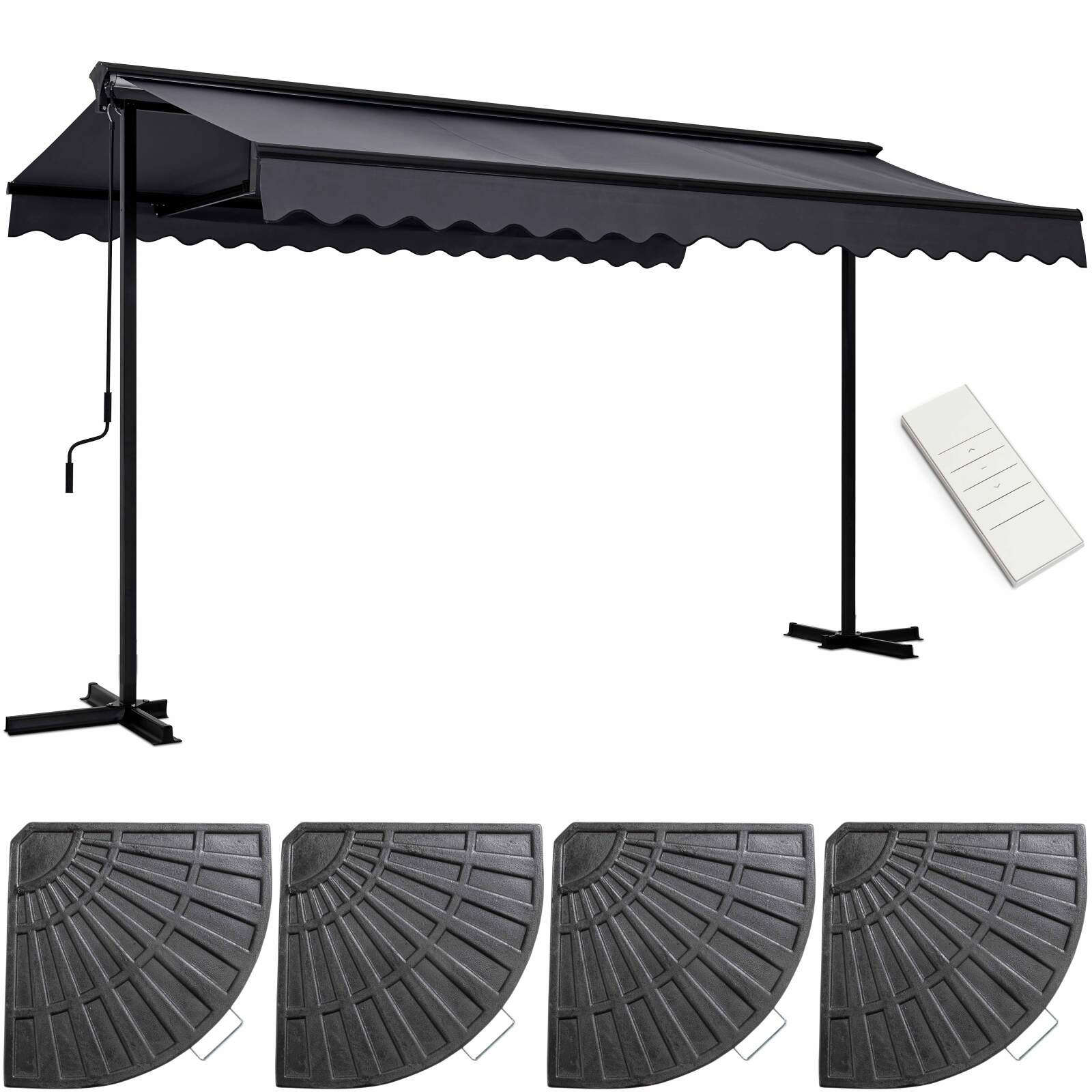 Tenda motorizzata a doppia pendenza (3 x 4 m) + 4 lastre zavorrate