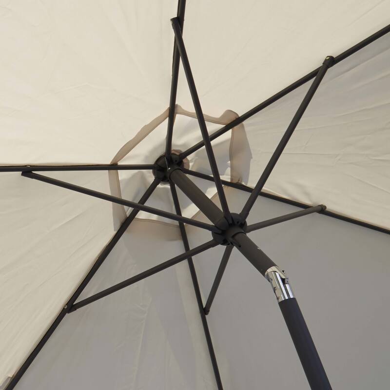 Set ombrellone con palo centrale inclinabile (Ø3m) con piede pieghevole + 4 lastre zavorrate riempibili